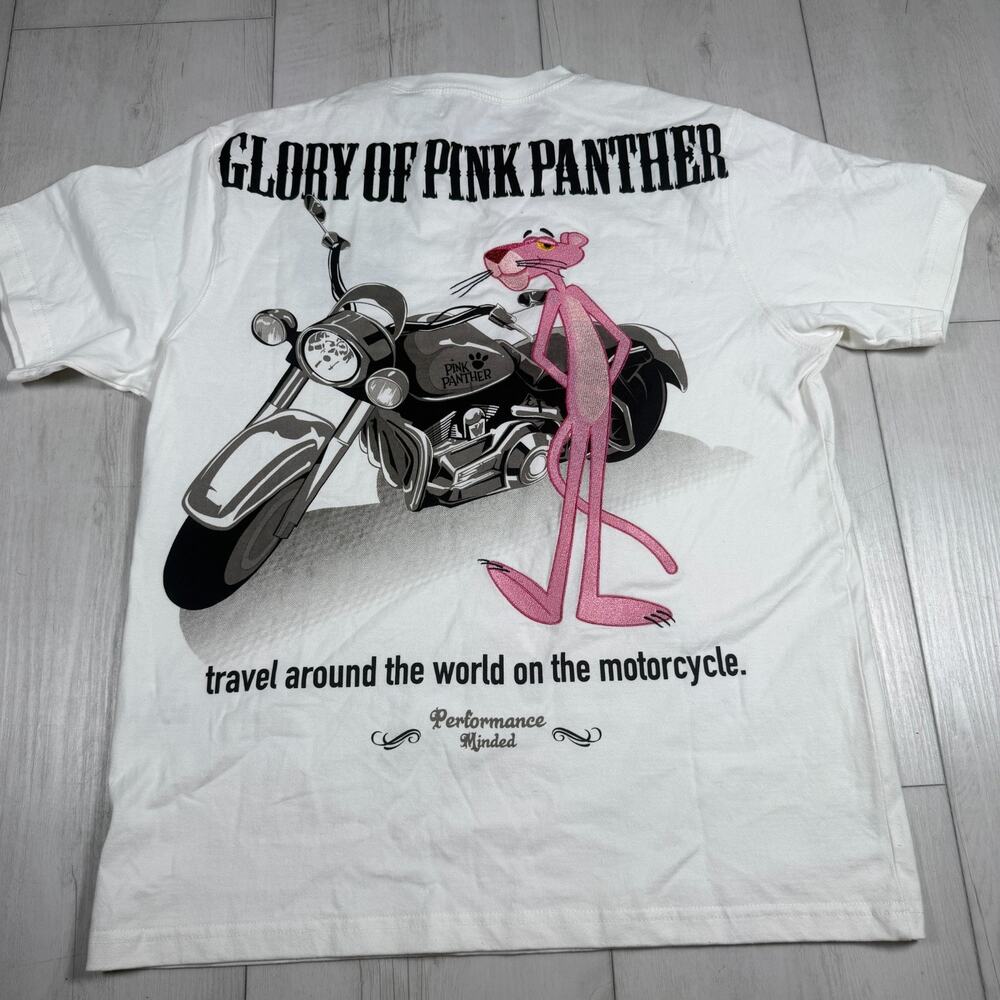 Flagstaff Pink Panther Collaboration Embroidery Short Sleeve Men's large White